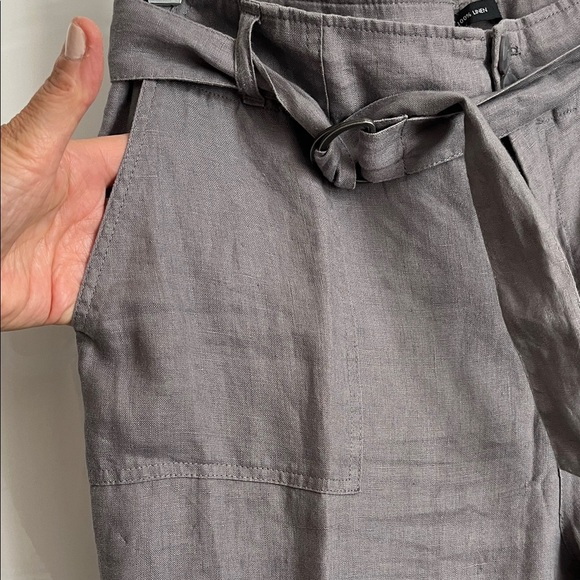 TAHARI Gray Women's High Waist Straight Leg Linen Trousers, Size 10 - Picture 5 of 13